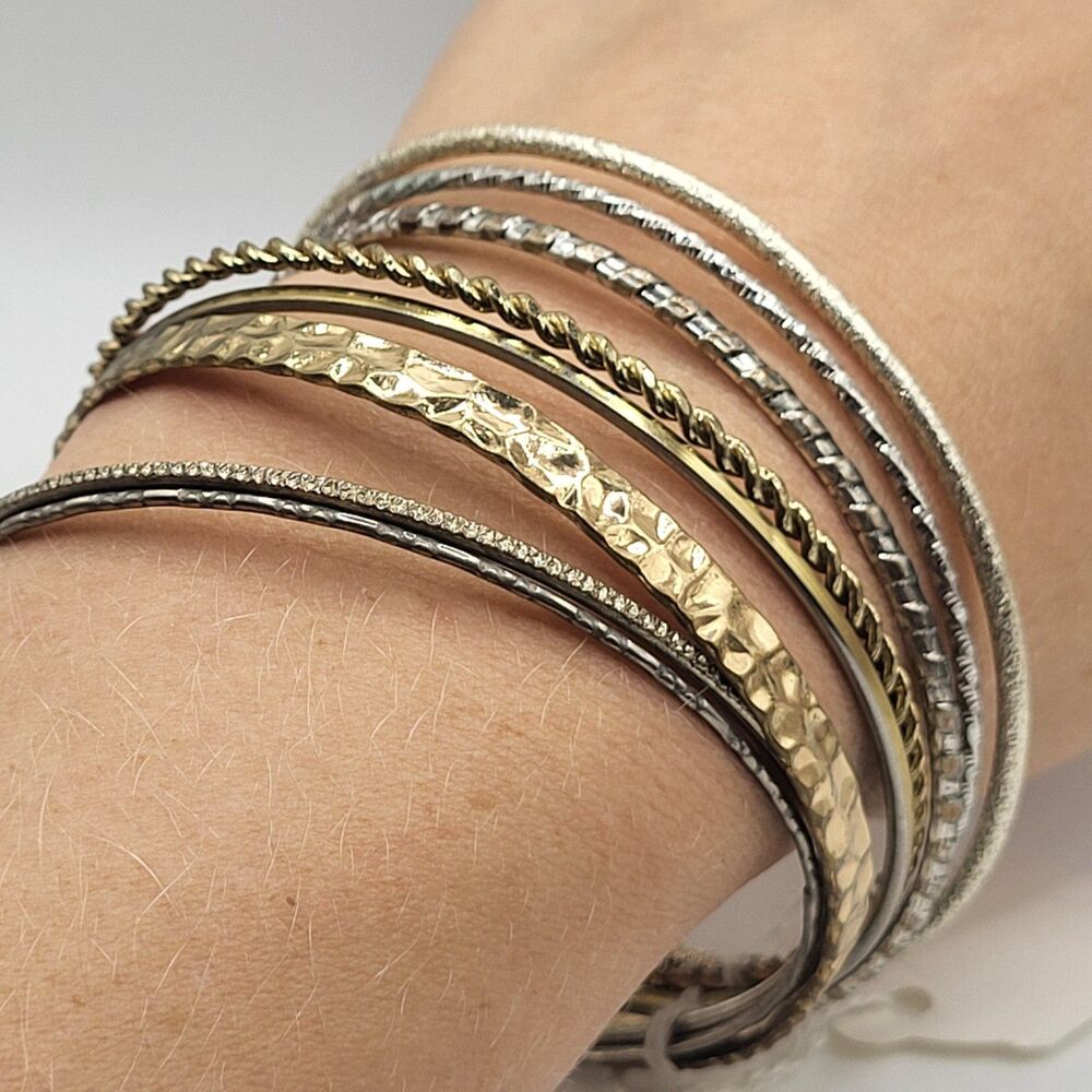 90s Y2K Stack of Bangle Bracelets Lot of 8 Bellydance Bohemian Boho Hippie Chic